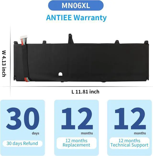 Alt view image 7 of 7 - ANTIEE MN06XL Laptop Battery Replacement for HP ZBook Studio 16 G9 Mobile Workstation/ZBook Studio 16 G10 G11 Mobile Workstation Series MN06086XL MNO6XL TPN-DB1B TPN-IB0M M82230-005 M82220-2C1