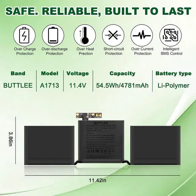 Alt view image 4 of 7 - A2171/A1713 Battery Replacement for MacBook Pro A1708(2016,2017) A2159(2019) A2289(2020) A2338(2020,2022) 13-inch