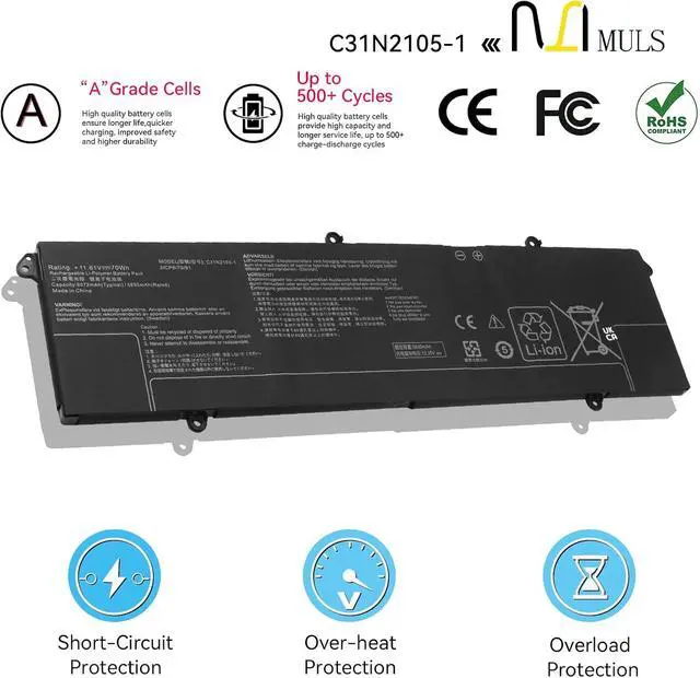 Alt view image 4 of 7 - MULS C31N2105-1 Laptop Battery for Asus Vivobook M1403QA X1403ZA M1503IA