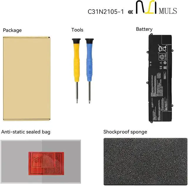 Alt view image 6 of 7 - MULS C31N2105-1 Laptop Battery for Asus Vivobook M1403QA X1403ZA M1503IA