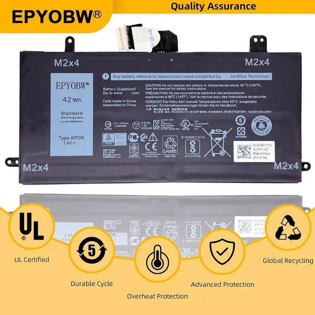 Alt view image 5 of 6 - J0PGR Laptop Battery 42Wh Compatible with Dell Latitude 12 5285 2-in-1 / Dell Latitude 12 5290 2-in-1 Series 1WND8 JOPGR 0RDYCT RDYCT X16TW FTH6F 0X16TW 0FTH6F