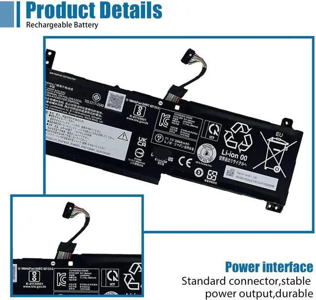 Alt view image 3 of 6 - L20M3PF0 L20C3PF0 Laptop Battery Replacement for Lenovo IdeaPad 3-14ITL6 3-15ITL6 3-17ITL6 S14 V14 V15 V17 G2-ITL G3-IAP K14 Series 11.1V 45Wh 4054mAh