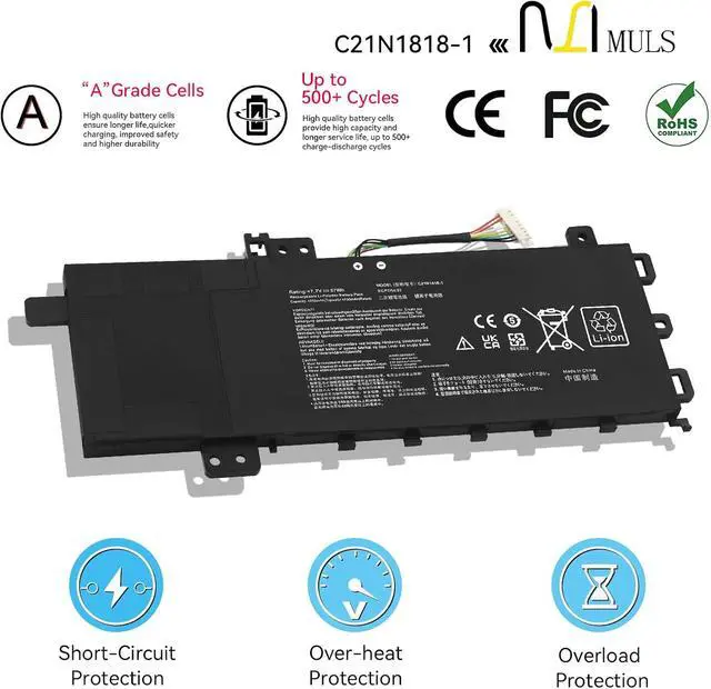Alt view image 4 of 7 - MULS B21N1818-1 C21N1818-1 Laptop Battery for Asus Vivobook 15 F512 F512D