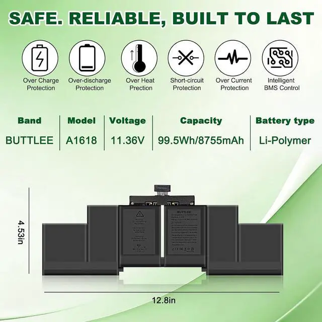 Alt view image 4 of 7 - A1494/A1618 Battery Replacement for MacBook Pro 15-inch A1398 (Mid 2015,Mid 2014,Late 2013) Retina