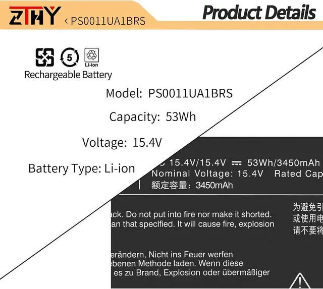 Alt view image 2 of 7 - ZTHY PS0011UA1BRS Laptop Battery for Toshiba Dynabook Portege X30L-J X30L-K