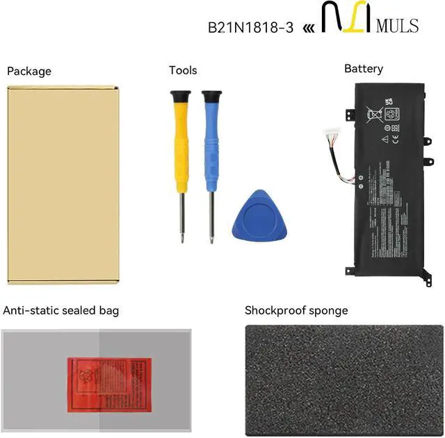 Alt view image 6 of 7 - MULS B21N1818-3 C21N1818-3 Laptop Battery for Asus Vivobook A409M A409J