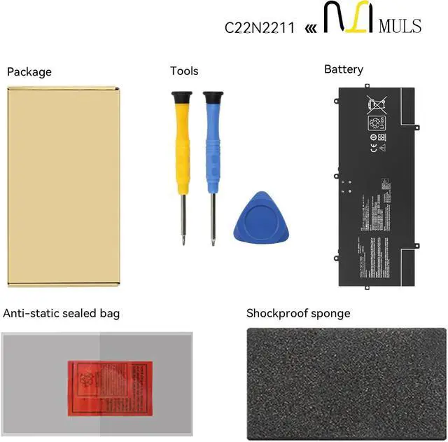 Alt view image 6 of 7 - MULS C22N2211 Laptop Battery for Asus Zenbook 14 OLED UX3405ZA UX3405VA