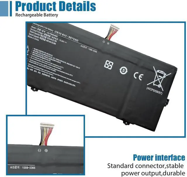 Alt view image 3 of 6 - AA-PBMN4MR Laptop Battery Replacement for Samsung Galaxy Book Pro 360 NP930XDB NP935XDB NP930XED Series15.44V 63.0Wh 4081mAh