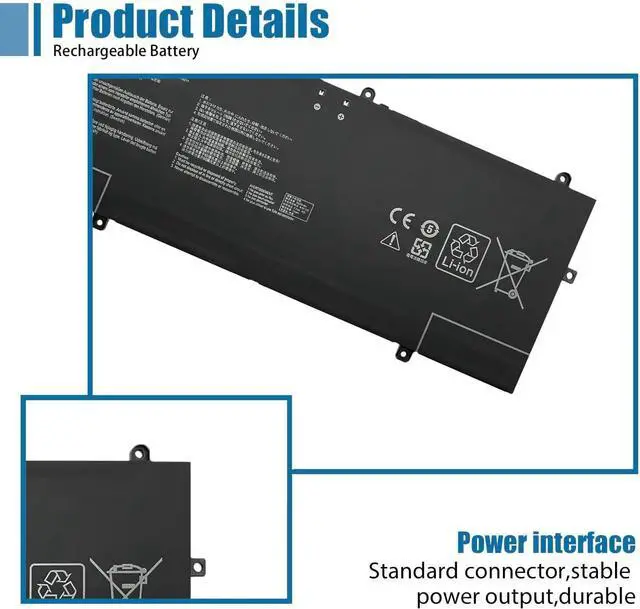 Alt view image 3 of 6 - C22N2211 Laptop Battery Replacement for Asus Zenbook 14 OLED UX3405MA UX3405VA UX3405ZA Series 0B200-04400000 7.74V 75Wh 9702mAh