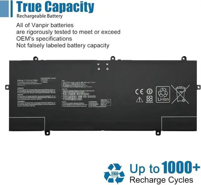 Alt view image 5 of 6 - C22N2211 Laptop Battery Replacement for Asus Zenbook 14 OLED UX3405MA UX3405VA UX3405ZA Series 0B200-04400000 7.74V 75Wh 9702mAh
