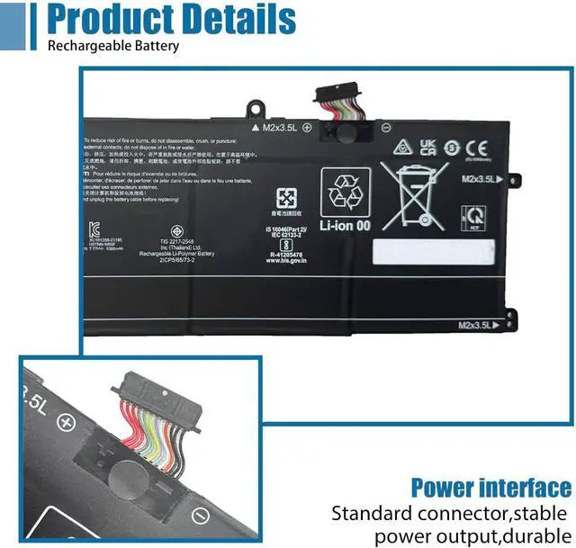 Alt view image 3 of 6 - WE04XL Laptop Battery Replacement for HP Spectre X360 14-EU 2-in-1 Envy X360 16-AC 16-AD 2-in-1 Pavilion Plus 16-AB 16T-AB Pavilion Plus 14-EW 14-EY Series HSTNN-WB0F 7.72V 68Wh 8368mAh