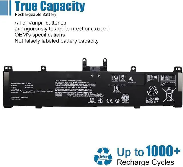 Alt view image 5 of 6 - L23C4P70 Laptop Battery Replacement for Lenovo ThinkPad P1 Gen 7 (Type: 21KV 21KW) Series SB11M37548 5B11M37552 L23D4P70 SB11M37549 5B11M37553 15.6V 90Wh 5770mAh