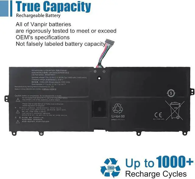 Alt view image 5 of 6 - LBY122CM Laptop Battery Replacement for LG Gram 16Z90R Series EAC64798311 7.76V 90Wh 11600mAh