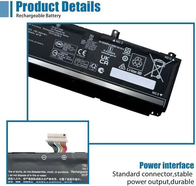 Alt view image 3 of 6 - WK06XL Laptop Battery Replacement for HP Omen 16-b0000 16-b0000TX 16-C0000 Omen 7 Plus 17-ck0000 17T-17T-CK100 CTO Series HSTNN-WB0C HSTNN-OB2I M41640-CD1 11.58V 83Wh 6880mAh