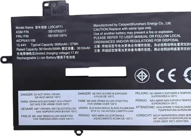 Alt view image 2 of 6 - L20C4P71 L20M4P71 Laptop Battery Replacement for Lenovo ThinkPad X1 Carbon 9th 10th 11th Gen,ThinkPad X1 Yoga 6th 7th 8th Gen 2021 2022 2023 Series L20D4P71 L20L4P71 5B10W13973 SB11M89857 -15.44V 57Wh
