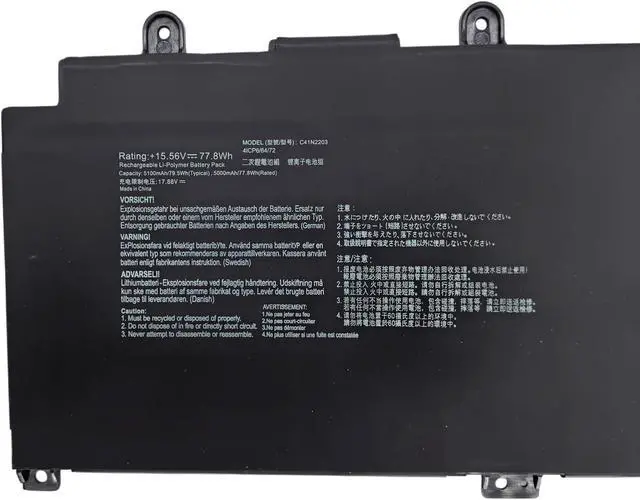 Alt view image 2 of 6 - C41N2203 Laptop Battery Replacement for Asus Rog Flow X13 2023 GV302XA GV302XI GV302XU GV302XV Series 0B200-04290000 0B20004290000-15.56V 77.8Wh