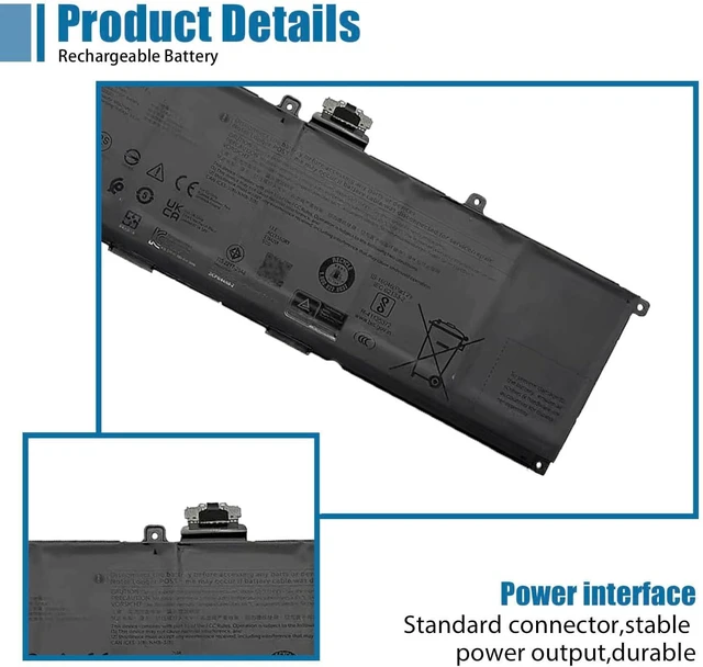 Alt view image 3 of 6 - GT83D Laptop Battery Replacement for Dell XPS 14 9440 XPS9440-7134SLV-PUS Series 7T7DY N80X2 11.7V 70Wh 5982mAh