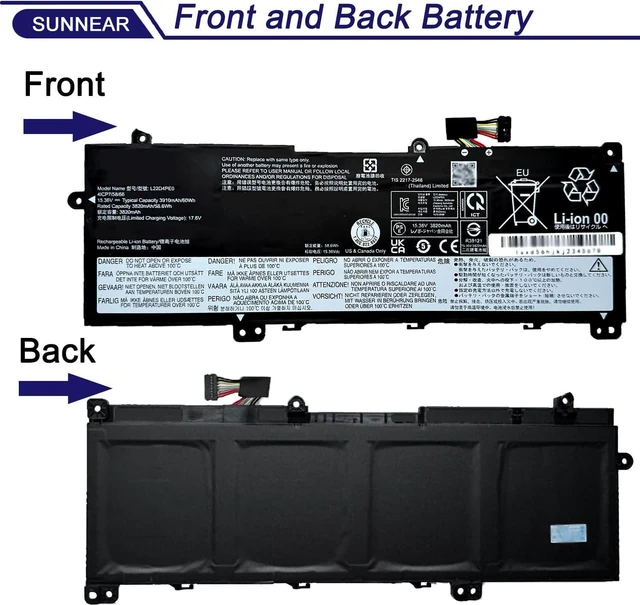 Alt view image 3 of 6 - 60Wh L22D4PE0 Laptop Battery for Lenovo ThinkBook 14 G6 ABP IRL K14 G2 IRU Series L22B4PE0 L22M4PE0 SB11N47444 5B11N47434 SB11L67325 5B11L67329 SB11L67319 5B11L67335 15.36V 3910mAh
