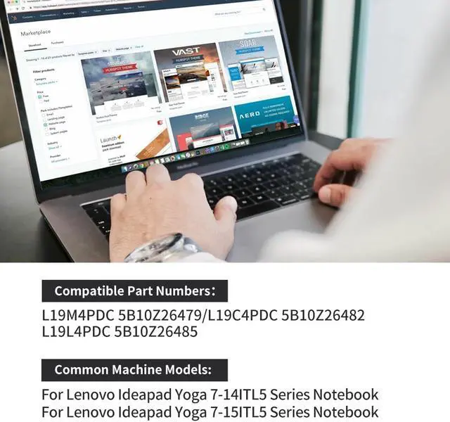 Alt view image 3 of 7 - L19L4PDC L19C4PDC Laptop Battery Compatible with Lenovo Ideapad Yoga 7-14ITL5 7-15ITL5 Series Notebook 5B10Z26482 5B10Z26485 L19M4PDC 5B10Z26479 15.36V 4622mAh/71WH