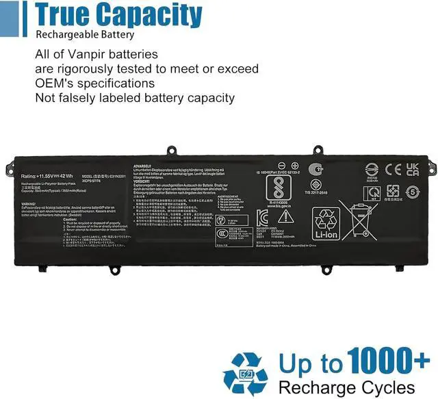 Alt view image 5 of 6 - C31N2201 Laptop Battery Replacement for Asus Vivobook 15 X1504 F1504 E1504 S1504 16inch OLED X1605 F1605 M1605 Series M322-253H M242-042O 0B200-04260000 11.55V 42Wh 3640mAh