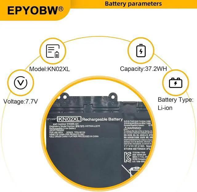 Alt view image 3 of 7 - KN02XL Laptop Battery 37.2Wh 4835mAh 7.7V Compatible with HP Pavilion x360 Convertible 11-AD010CA 11-AD018CA 11M-AD000 11M-AD113DX 11-adxxxTU 11-ad001TU Series HSTNN-LB7R HSTNN-UB7F
