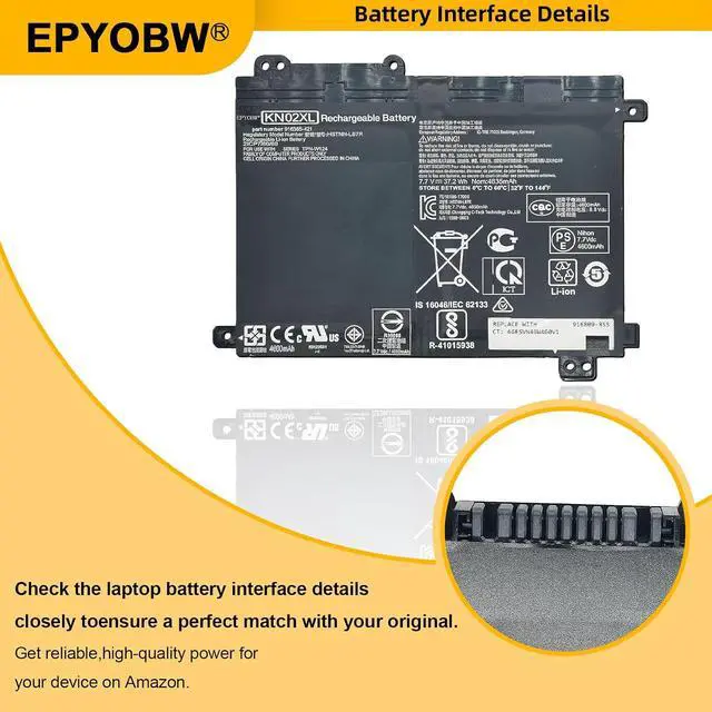 Alt view image 4 of 7 - KN02XL Laptop Battery 37.2Wh 4835mAh 7.7V Compatible with HP Pavilion x360 Convertible 11-AD010CA 11-AD018CA 11M-AD000 11M-AD113DX 11-adxxxTU 11-ad001TU Series HSTNN-LB7R HSTNN-UB7F