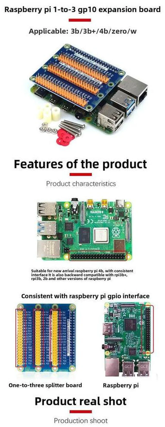 Main image of FOR Raspberry pi 1-to-3 gp10 expansion board