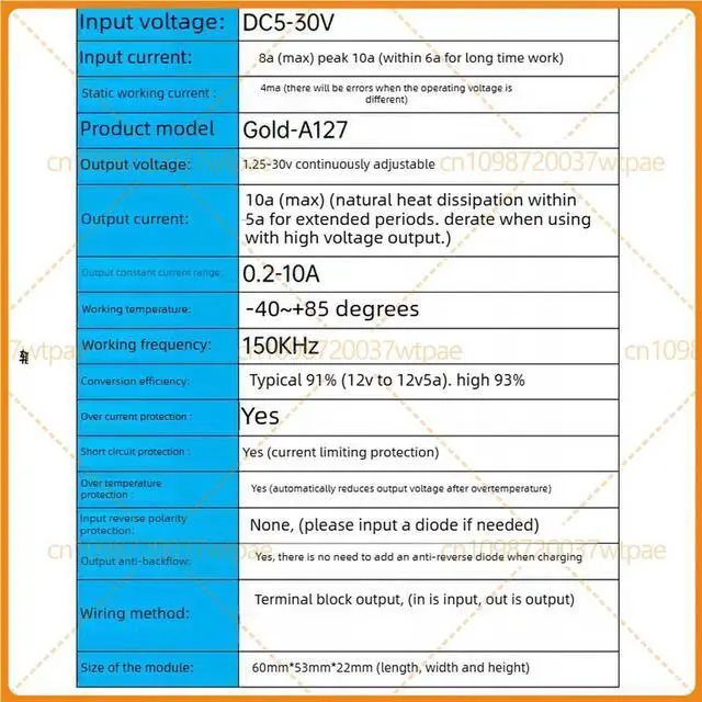 Alt view image 6 of 6 - For Gold-A127 DC8A Solar Vehicle Automatic Buck Boost Power Module Constant Voltage Current Adjustable