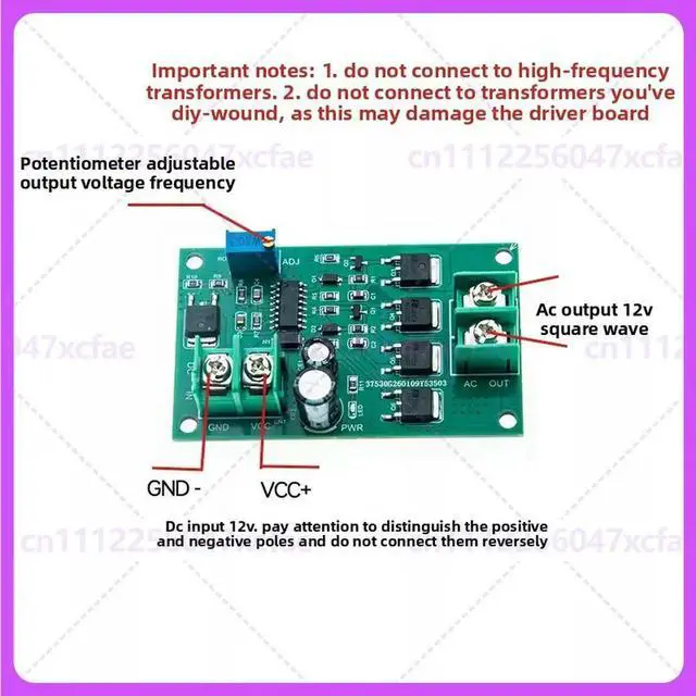 Alt view image 5 of 6 - 2pcs For DC-AC 12V/24V 100W Square Wave Inverter Driver Board Bridge Transformer Module