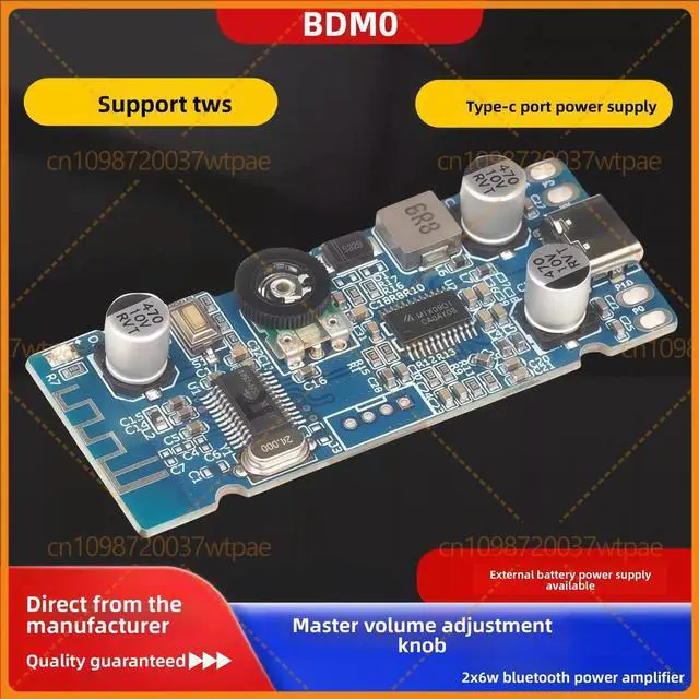 Alt view image 4 of 6 - 2pcs For BDM0 Bluetooth 5.0 Amplifier Board 2.0 Stereo 2×6W 5V Powered Volume Control TWS Audio Module