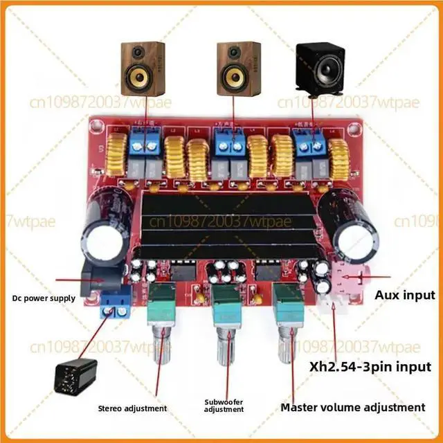 Alt view image 5 of 6 - For 2.1 Channel Digital Amplifier Board TPA3116D2 Wide Voltage 12V-24V 2*50W+100W