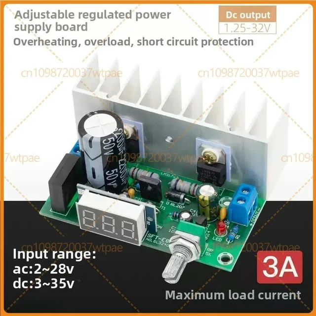 Alt view image 4 of 6 - For Dual Parallel LM317 High Current Adjustable Stabilized Power Supply Board, Digital Display Voltage Regulator Module