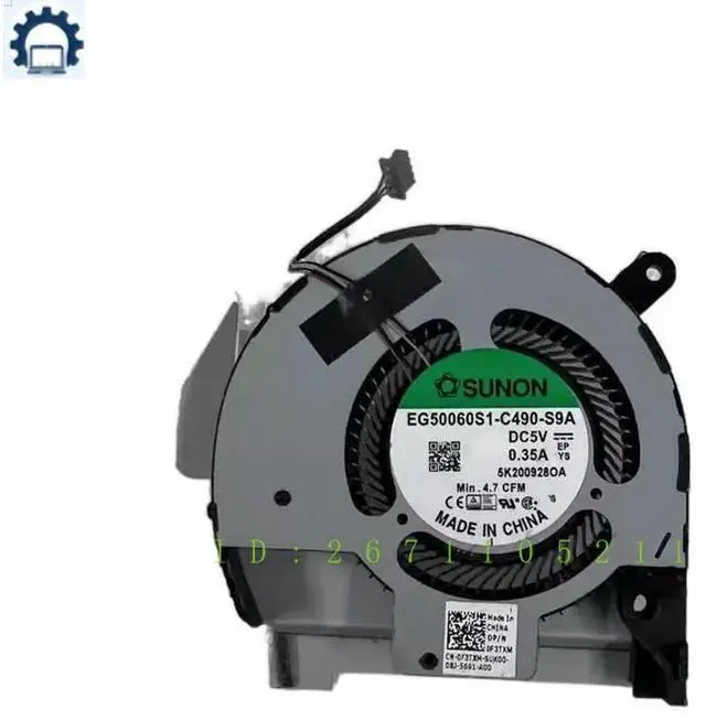 Main image of 0F3TXM For Latitude 14 5411 Laptop CPU Cooling Fan Cooler Fan EG50060S1-C490-S9A F3TXM CN-0F3TXM