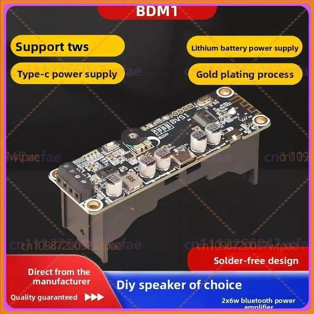 Alt view image 4 of 6 - For BDM1 Bluetooth 5.0 Amplifier Board 2.0 Stereo 2×6W Type-C Lithium Charging Without