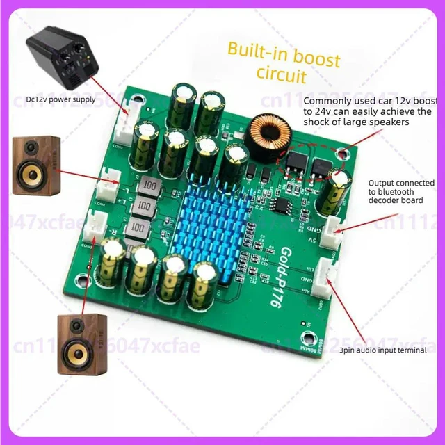 Alt view image 5 of 6 - For TPA3116D2 Step-Up Stereo Amplifier Board 50W+50W D Class Audio Module