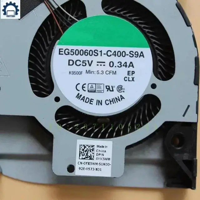 Alt view image 2 of 3 - 0YX3WM For Latitude 5401 Laptop Cooling Fan Cooler Fan Heatsink Radiator EG50060S1-C400-S9A YX3WM CN-0YX3WM
