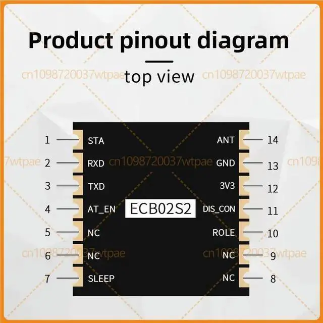 Alt view image 5 of 6 - 10PCS For BLE ECB02S2 SMD Bluetooth Module, Bidirectional UART Conversion, Bluetooth Serial Transparent Transmission