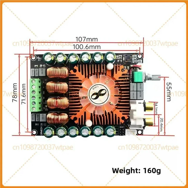 Alt view image 6 of 6 - For Gold-B007 TDA7498E 2.0 Stereo Amplifier Board 2*160W Support BTL Audio Module
