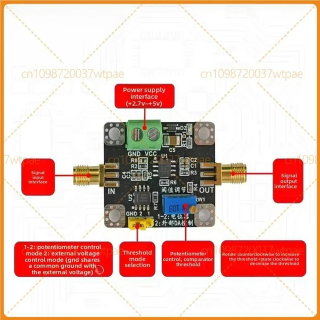 Alt view image 5 of 6 - For TLV3501 Hysteresis Voltage Comparator Module, Programmable & Manual Threshold, Sine to Square Wave