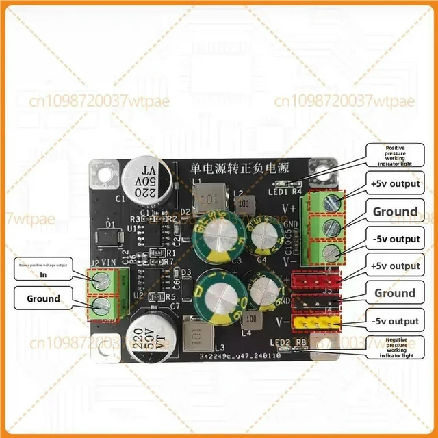 Alt view image 5 of 6 - For Single Supply To ±5V Dual Power Converter Module, 500mA Output, UltraLow Ripple