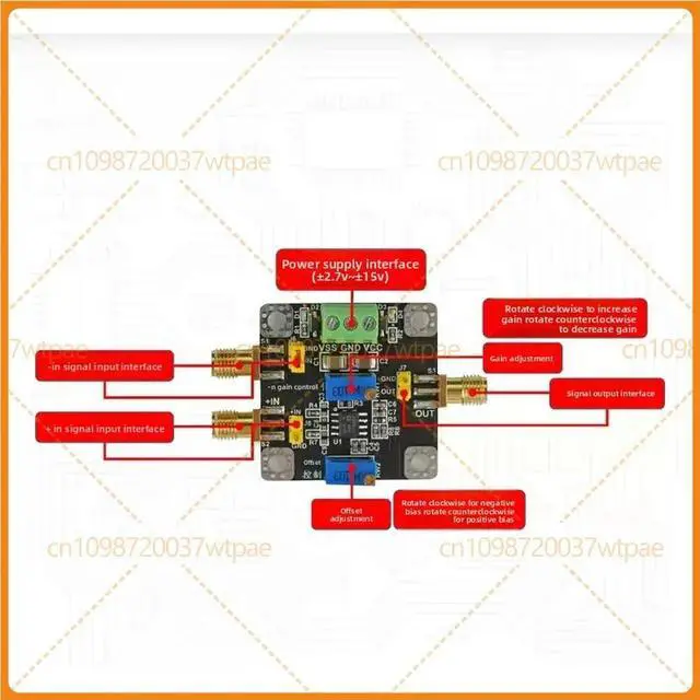 Alt view image 5 of 6 - For AD8421 Instrument Amplifier Module, HighPrecision mV uV Weak Signal Amplifier, Singleended Differential Input