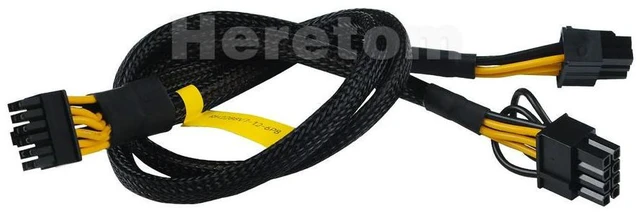 Alt view image 3 of 3 - 12Pin To 6Pin+8Pin GPU Graphics Card Power Cable 18AWG for R2288HV7 40cm