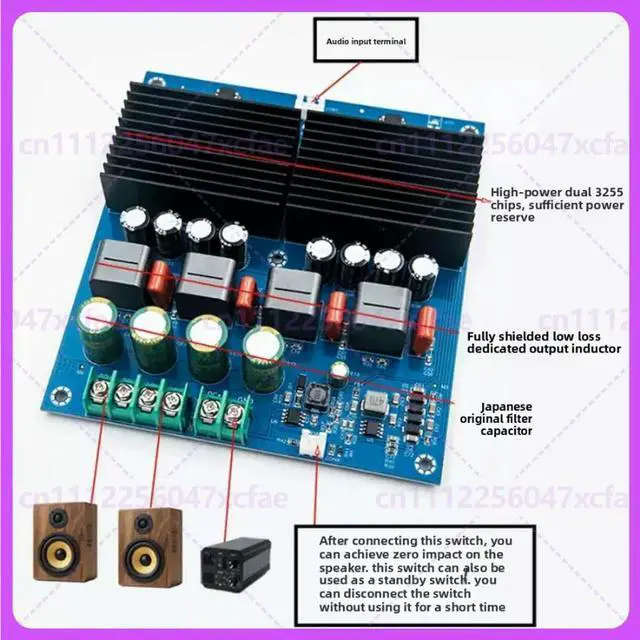 Alt view image 5 of 6 - For Dual TPA3255 Stereo Amplifier Board 600W+600W DIY Audio Parts