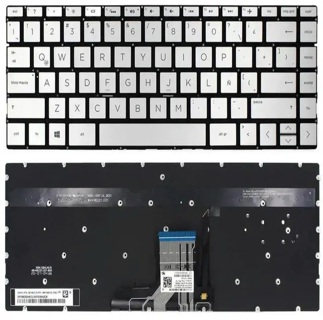 Main image of Silver Latin Spanish Backlit Keyboard For Pavilion 13-an0000 13-an1000