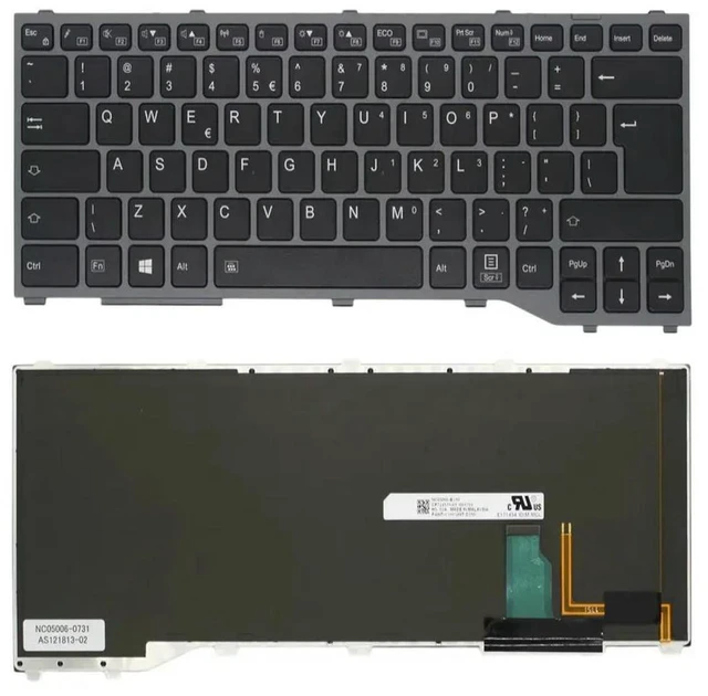 Main image of Black US-Intl Backlit Keyboard Gray Frame For Fujitsu Lifebook T937 T938 T939
