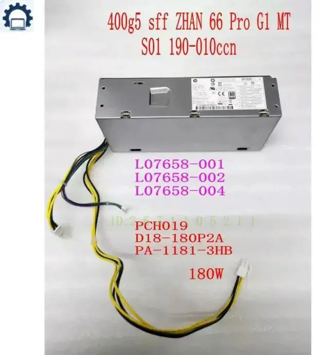 Main image of 180W PSU L07658-004 L07658-001 For S01 280 G3 G4 G5 SFF Power Supply PCH019 PA-1181-3HB 100% Tested Fast Ship
