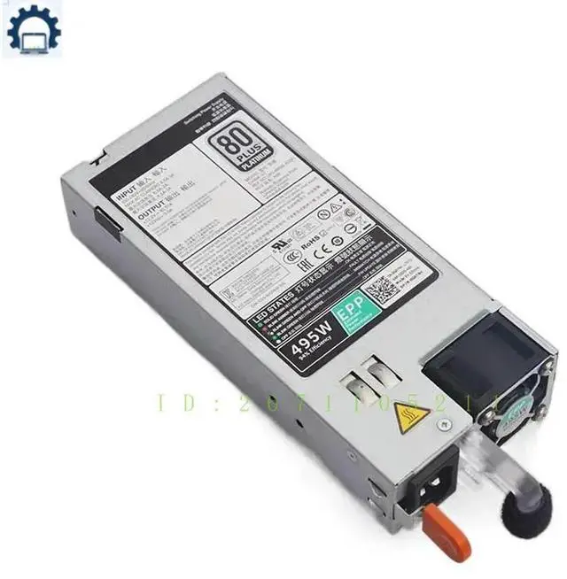 Main image of 495W For R530 R630 R730 R730XD R740 T430 T630 Server Power Supply D495E-S0 D495E-S1 F495E-S0 02FR04 0N24MJ 09338D