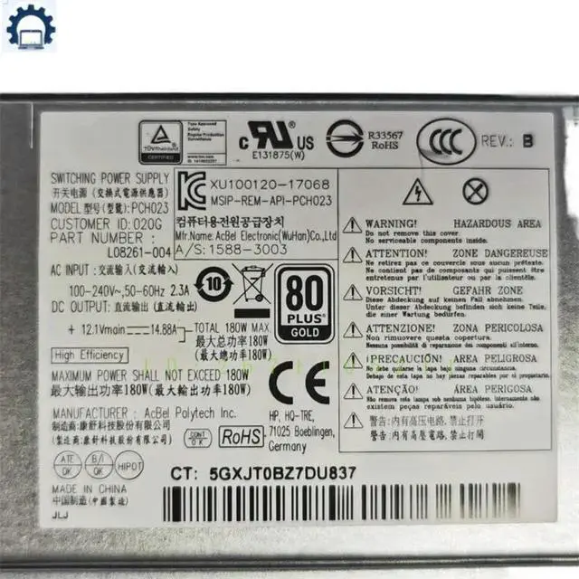 Alt view image 3 of 3 - L08261-004 PCH023 For 280 282 286 288 Pro G3 G4 G5 MT 180W Power Supply 100% Tested