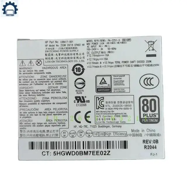 Alt view image 2 of 3 - PA-2251-5 L08417-001 For ProDesk 400 600 800 G3 G4 Power Supply 250W L08417-002 D16-250P1A 901761-002 Fast Ship