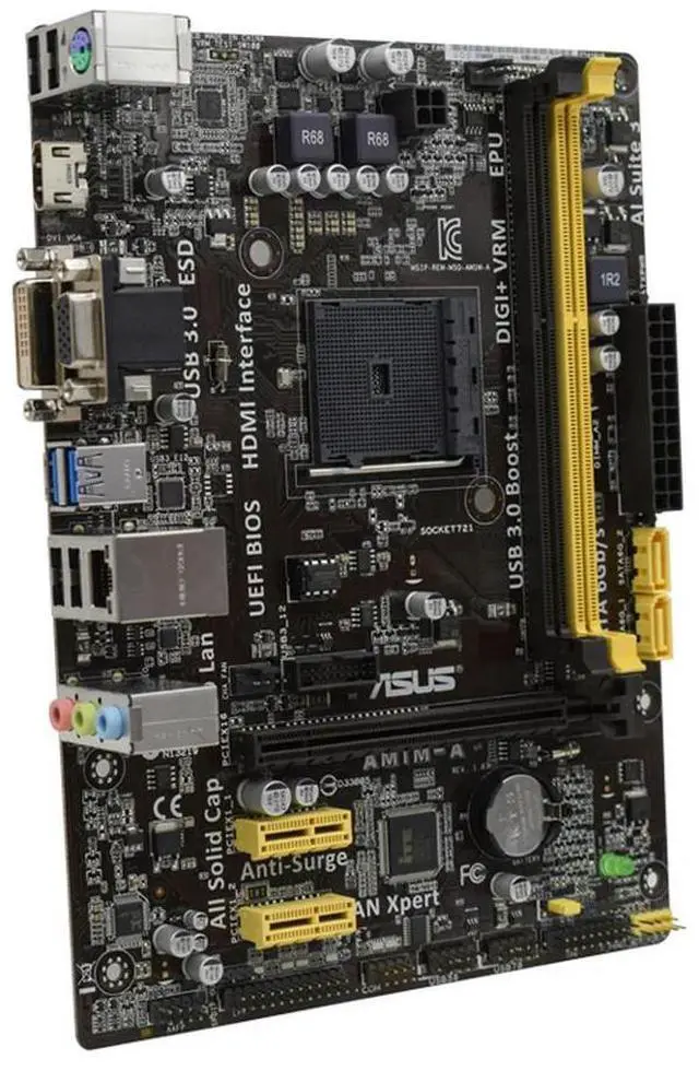 Alt view image 3 of 3 - AM1M-A Motherboard + Athlon X4 5350 cpu Socket AM1 Micro ATX Motherboard DDR3 32GB USB 3.0 PCI-E x16 PCIe 2.0